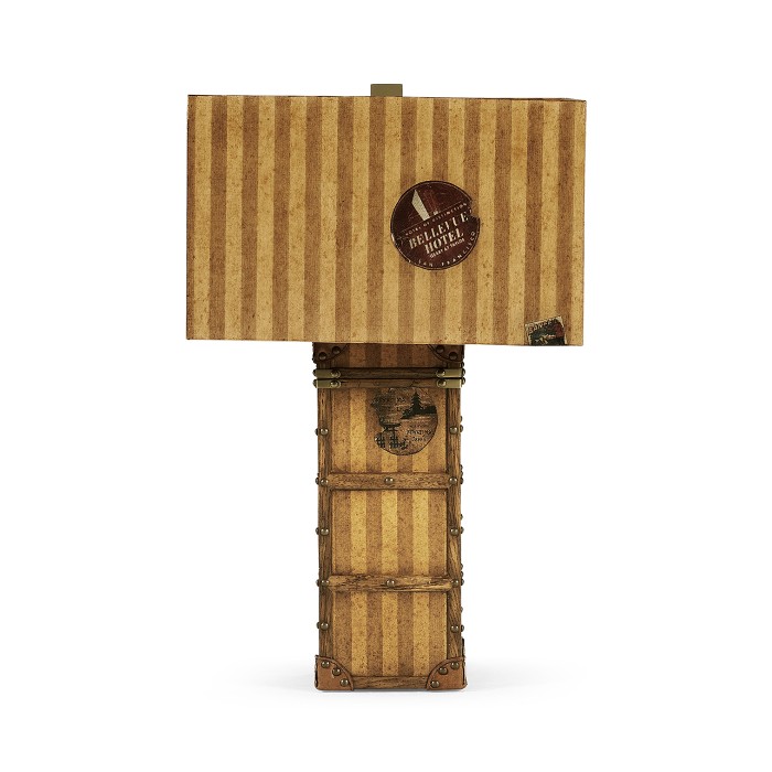 Striped Travel Trunk Style Table Lamp
