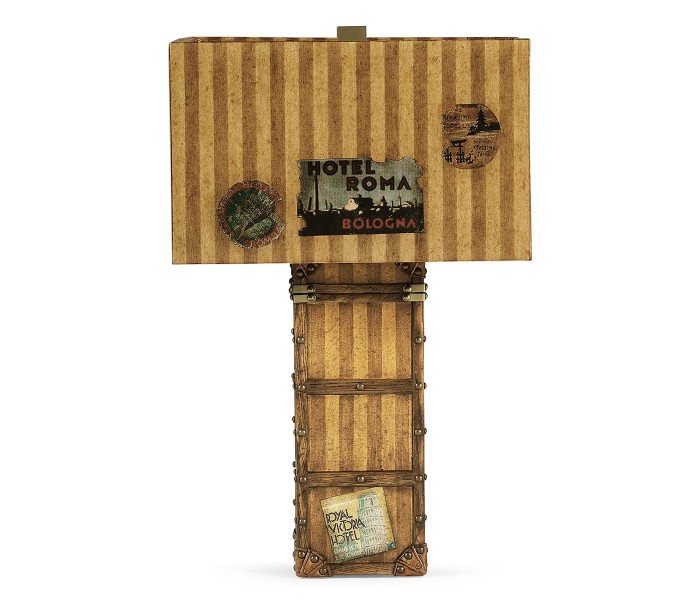 Striped Travel Trunk Style Table Lamp