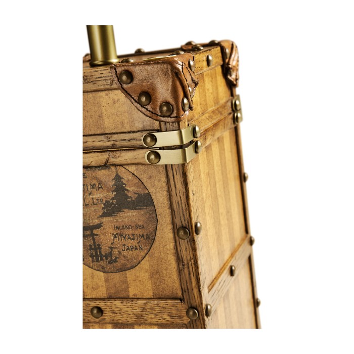 Striped Travel Trunk Style Table Lamp