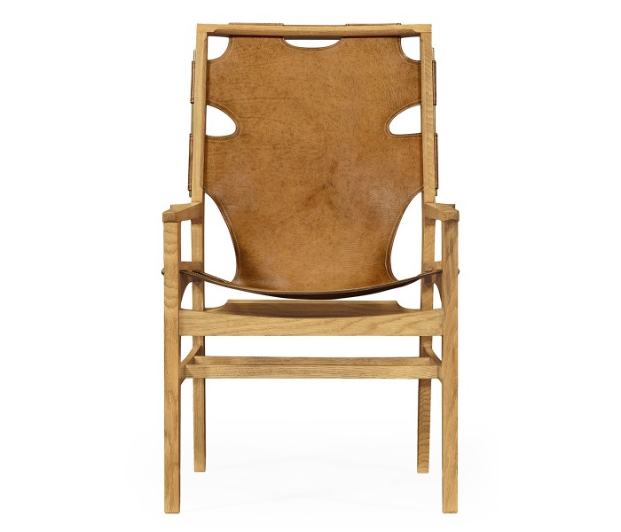 Casual Mid-cent Slung Leather Arm Chair