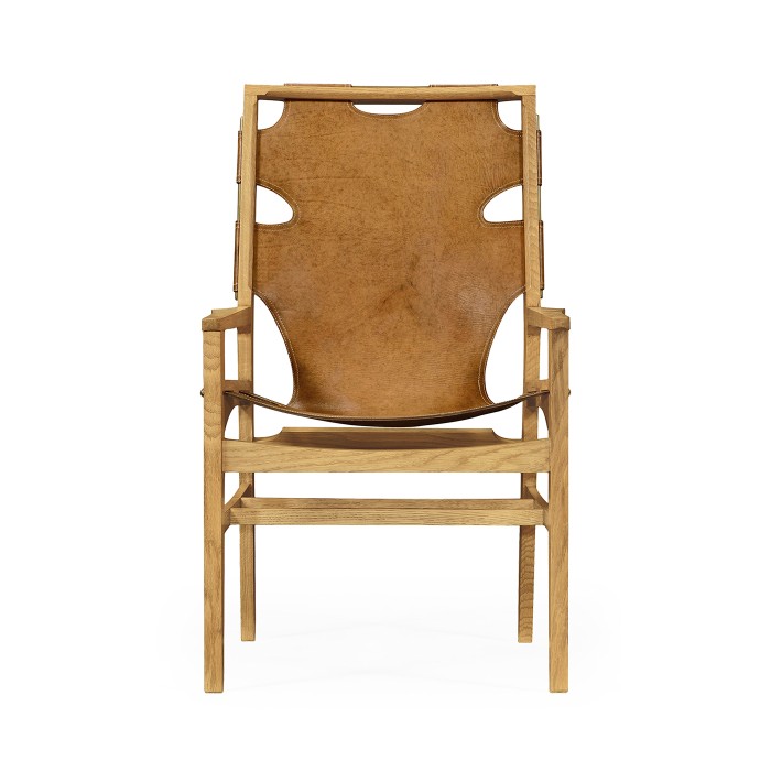 Casual Mid-cent Slung Leather Arm Chair