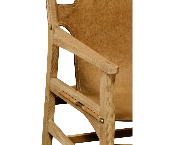 Casual Mid-cent Slung Leather Arm Chair
