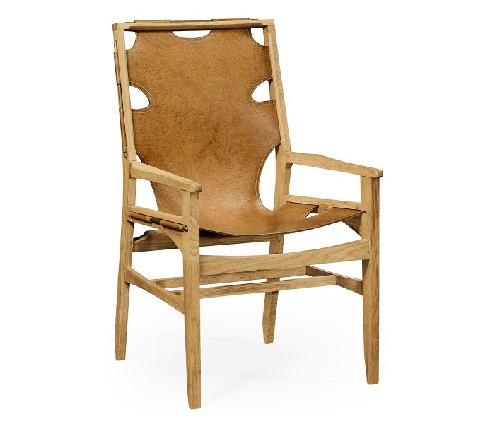 Casual Mid-cent Slung Leather Arm Chair