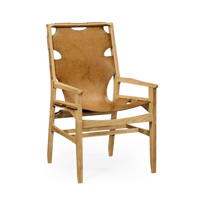 Casual Mid-cent Slung Leather Arm Chair
