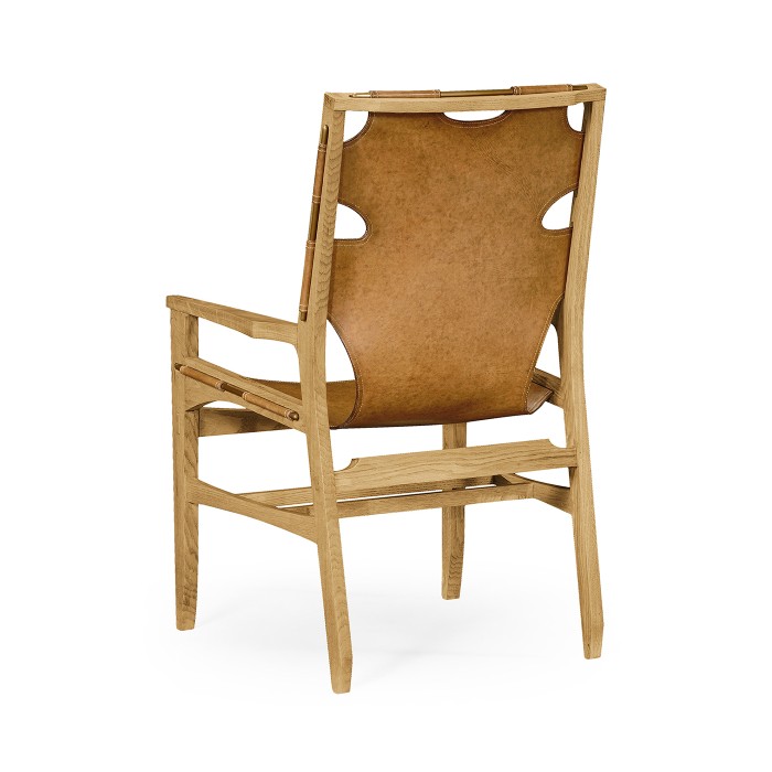 Casual Mid-cent Slung Leather Arm Chair