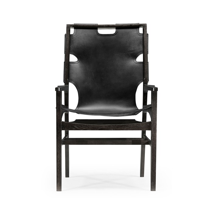 Casual Mid-cent Slung Leather Arm Chair