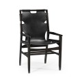 Casual Mid-cent Slung Leather Arm Chair