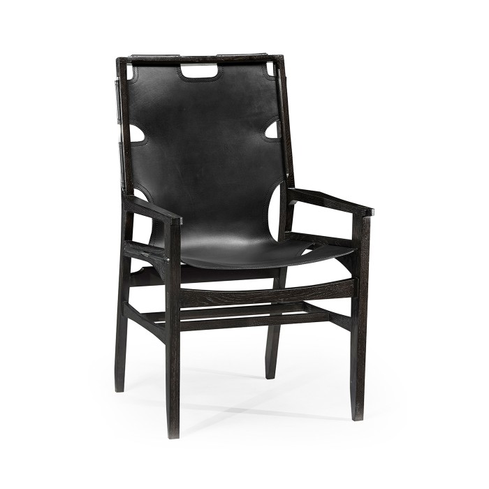 Casual Mid-cent Slung Leather Arm Chair