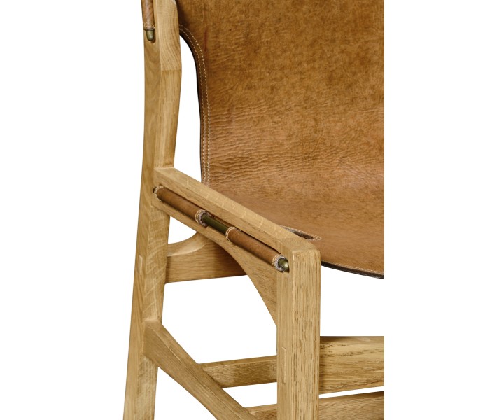 Casual Mid-cent Slung Leather Side Chair