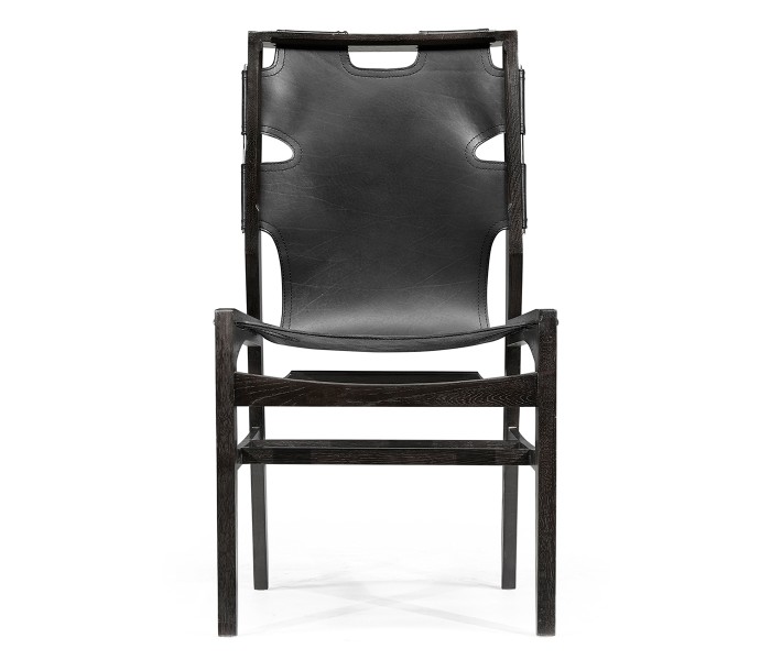 Casual Mid-cent Slung Leather Side Chair
