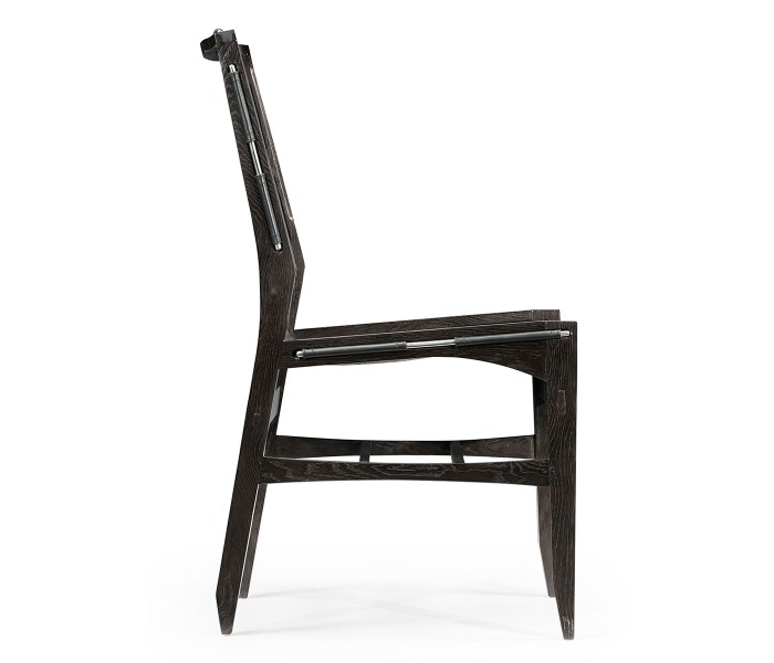 Casual Mid-cent Slung Leather Side Chair