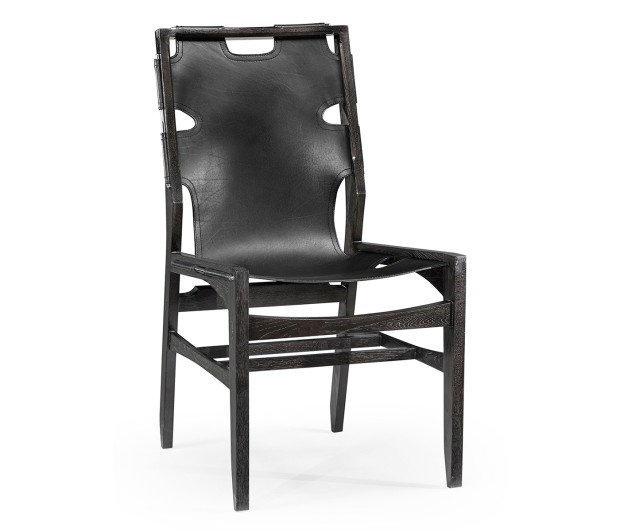 Casual Mid-cent Slung Leather Side Chair