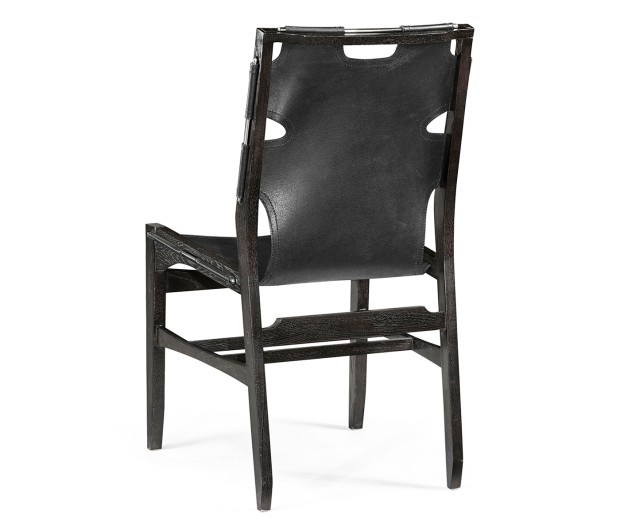 Casual Mid-cent Slung Leather Side Chair