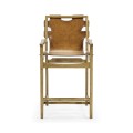 Midcentury Style Slung Medium Antique Chestnut Leather & Light Oak Counter Stool