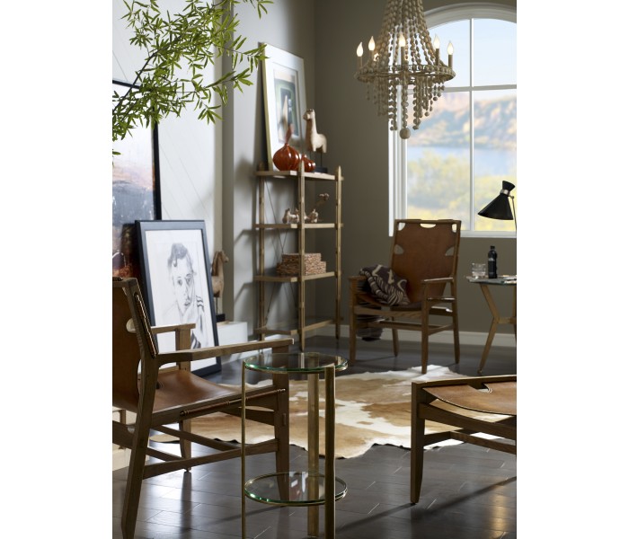 Midcentury Style Slung Leather & Light Oak Stool or Footstool