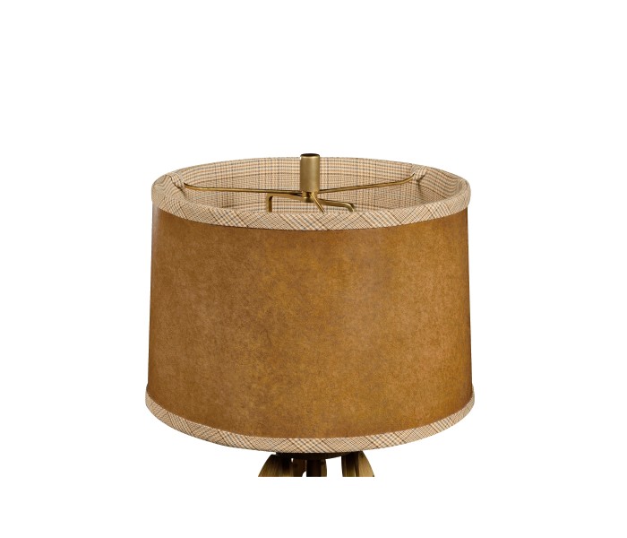 Oak Architectural Table Lamp with Brass Stretcher 32