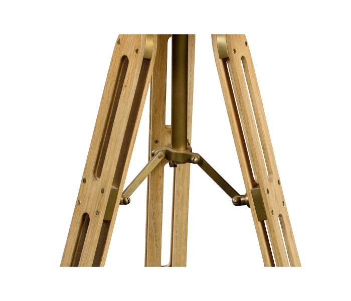 Oak Architectural Table Lamp with Brass Stretcher 32