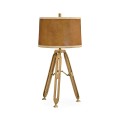 Oak Architectural Table Lamp with Brass Stretcher 32