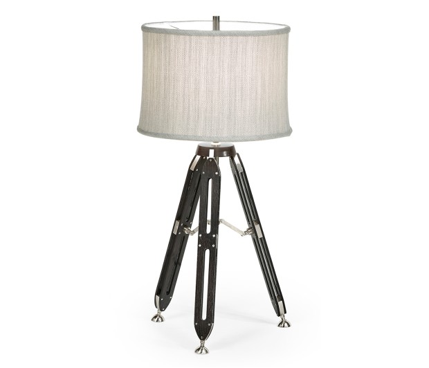 Black Mocha Oak Architectural Table Lamp with White Brass Stretcher 32