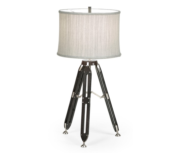 Black Mocha Oak Architectural Table Lamp with White Brass Stretcher 32