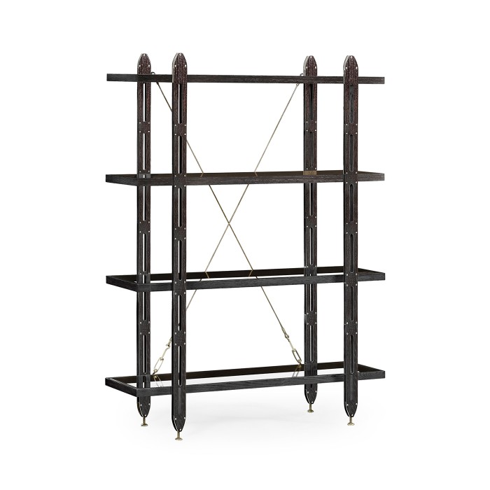4-Tier Black Mocha Oak Architectural Étagère