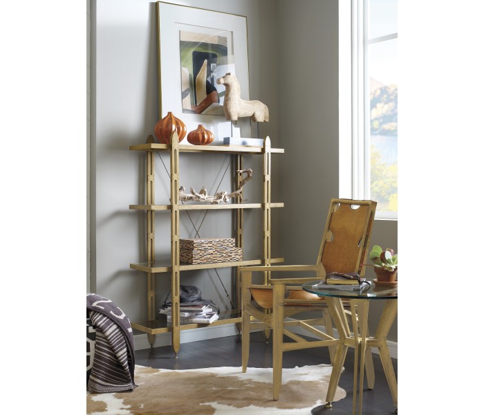 4-Tier Black Mocha Oak Architectural Étagère