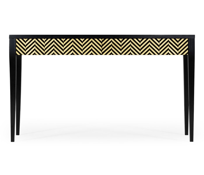 Classic Ebony & Ivory Herringbone Console Table