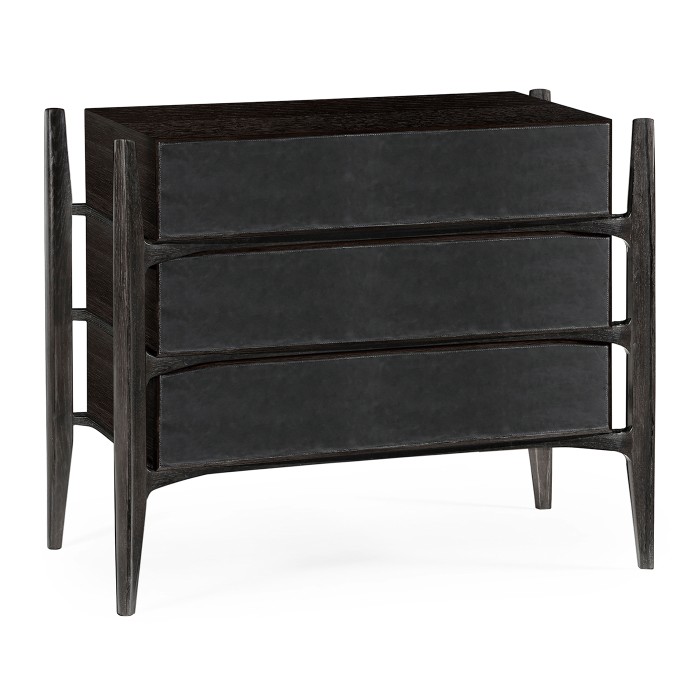 Architects Black Mocha Oak & Leather Chest of Drawers