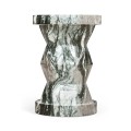 Round Geometric Faux Black & Grey Marble Wine Table