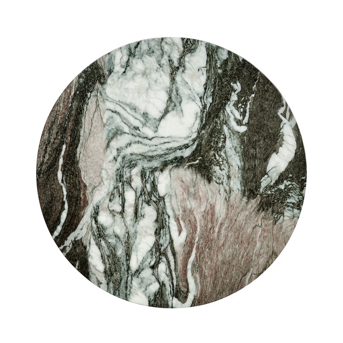 Round Geometric Faux Black & Grey Marble Wine Table
