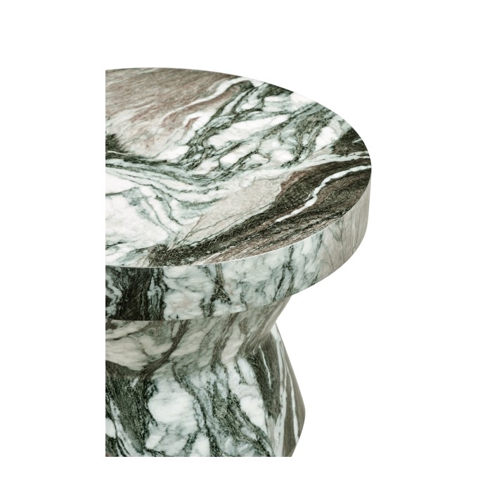 Round Geometric Faux Black & Grey Marble Wine Table