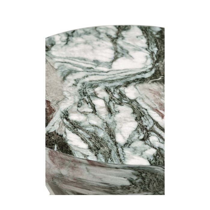 Round Geometric Faux Black & Grey Marble Wine Table