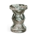 Round Geometric Faux Black & Grey Marble Wine Table