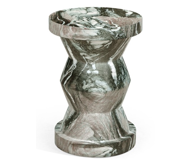 Round Geometric Faux Black & Grey Marble Wine Table