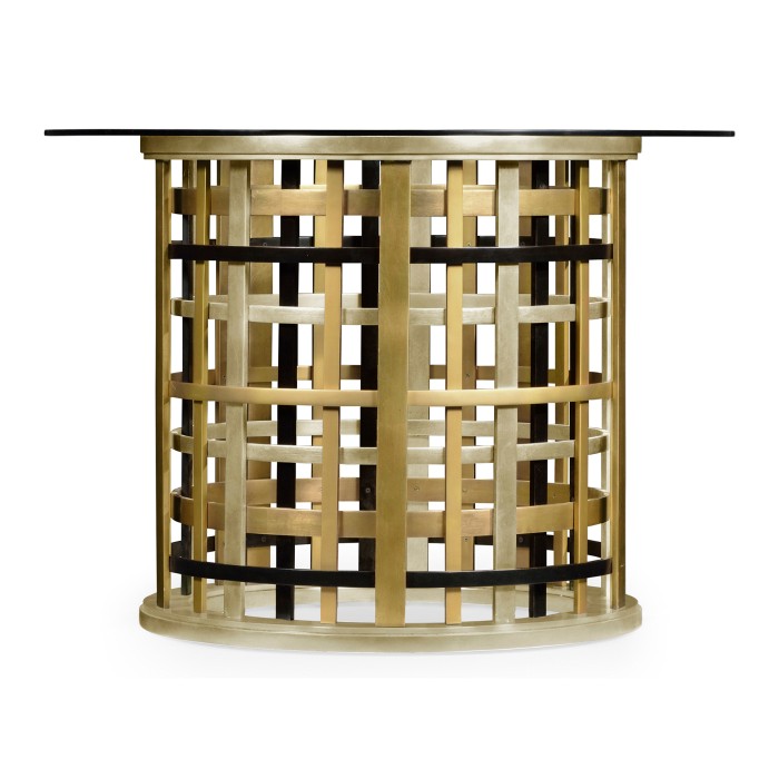 Multi Metal Round Plaid Centre Table