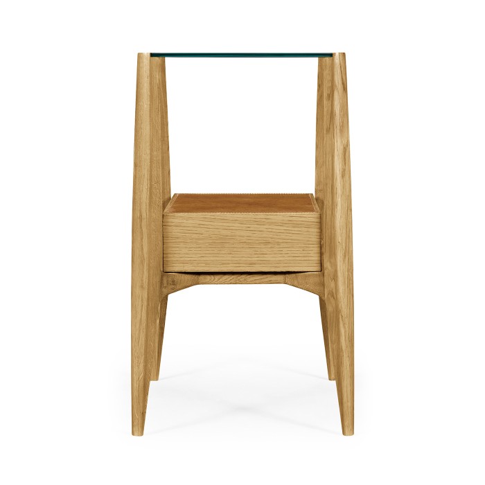 Rectangular Architects End Table with Drawer and Glass Top