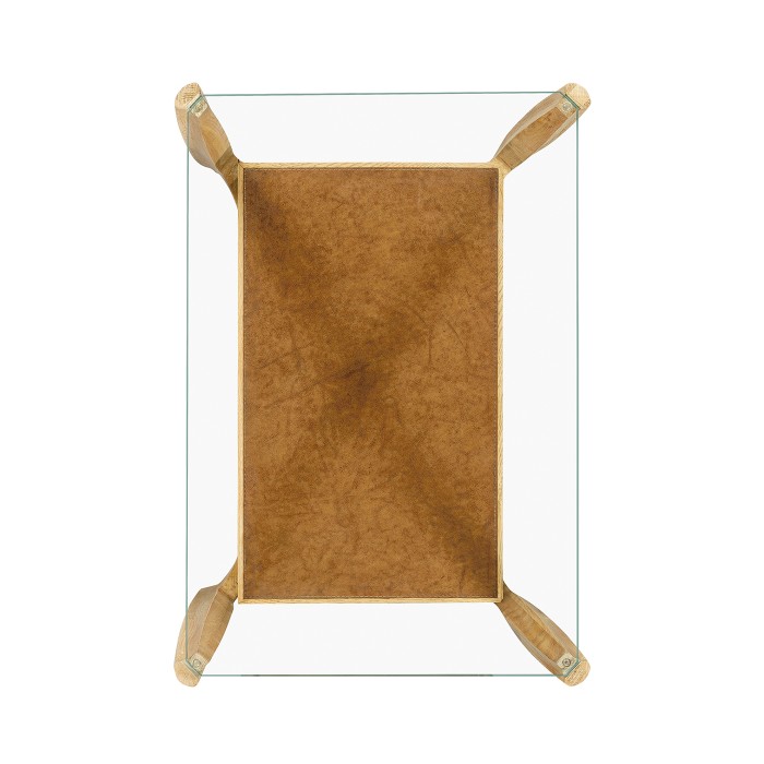Rectangular Architects End Table with Drawer and Glass Top