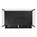 Architects Black Leather & Black Mocha Oak Cocktail Table with Drawers and Glass Top
