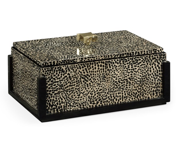 Rectangular Eggshell Box with Brass Handle