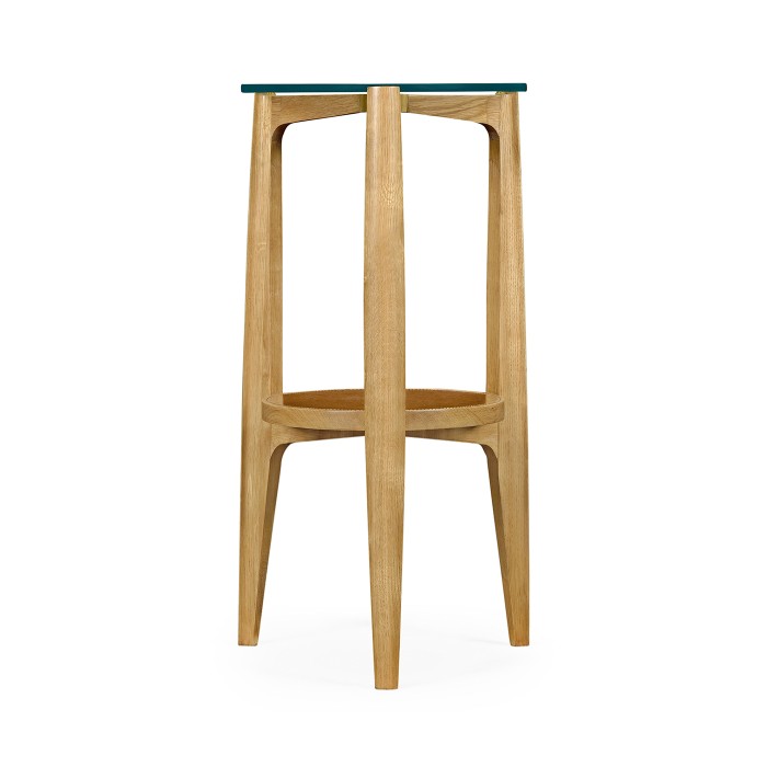 Architectural Round End Table with Glass Top