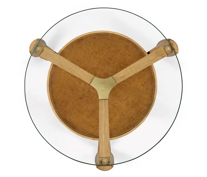 Architectural Round End Table with Glass Top