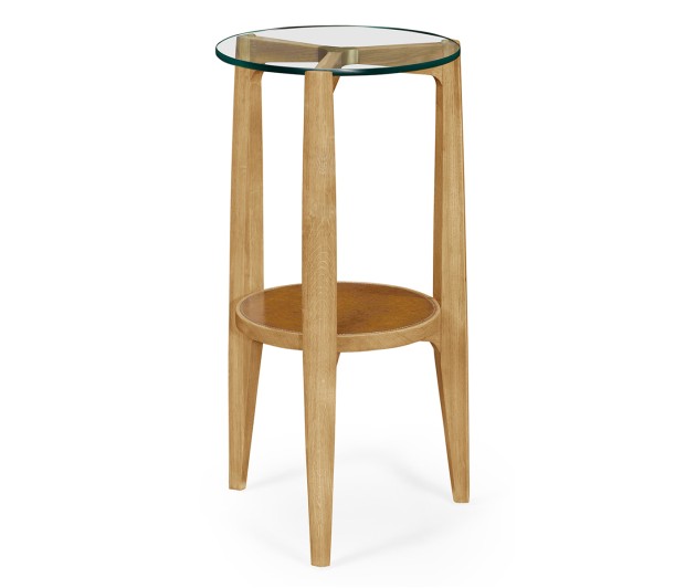 Architectural Round End Table with Glass Top