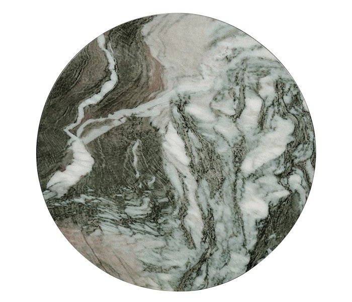 Round Faux Black & Grey Marble Cut-Out Lamp Table