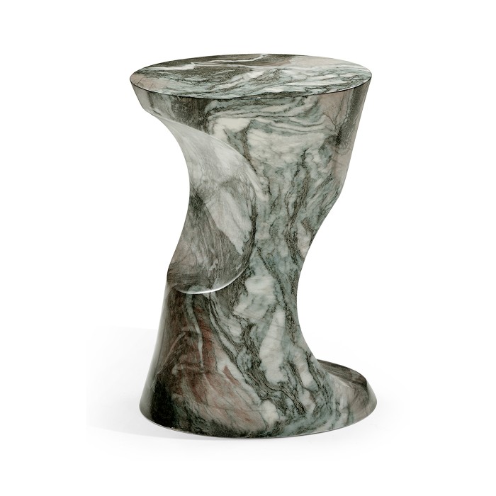 Round Faux Black & Grey Marble Cut-Out Lamp Table
