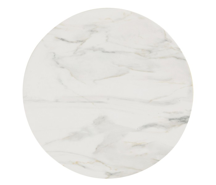 Round Faux White & Grey Marble Cut-Out Lamp Table