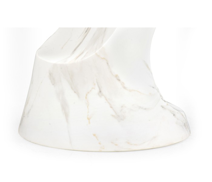 Round Faux White & Grey Marble Cut-Out Lamp Table