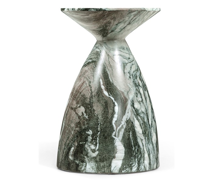 Round Faux Black & Grey Marble Wine Table