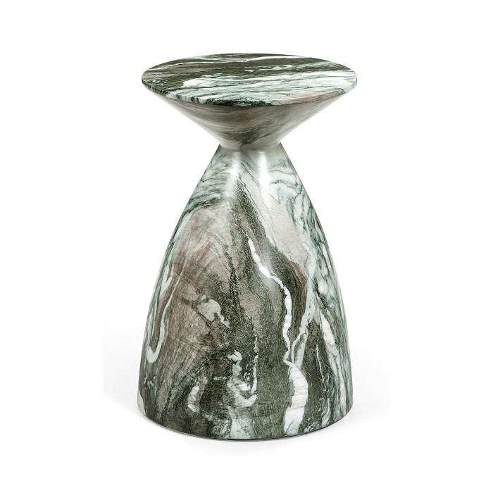 Round Faux Black & Grey Marble Wine Table