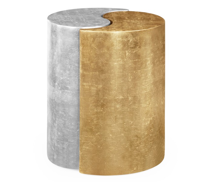 Circular Two-Piece Yin & Yang Gilded & Silver Drinks Table
