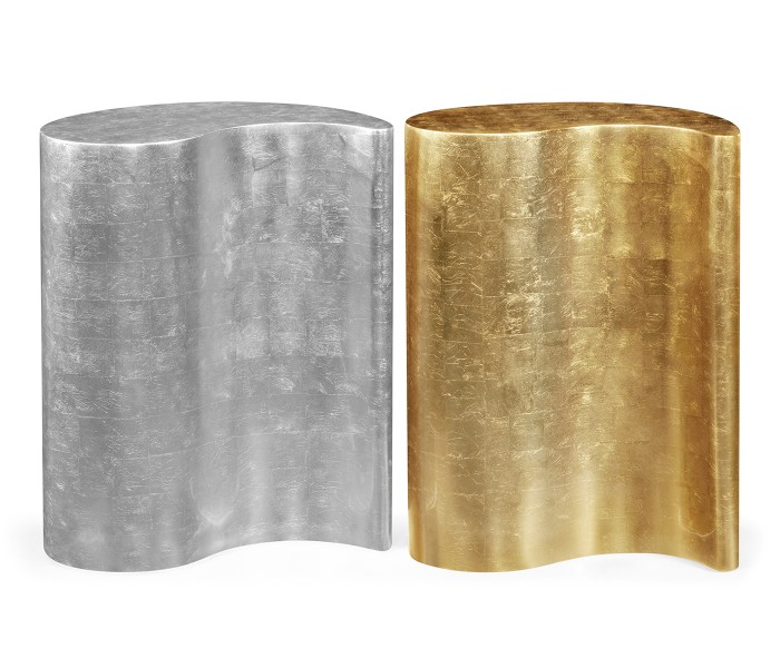 Circular Two-Piece Yin & Yang Gilded & Silver Drinks Table
